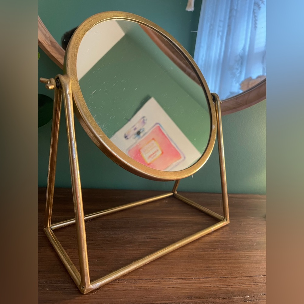 Gold small vanity mirror